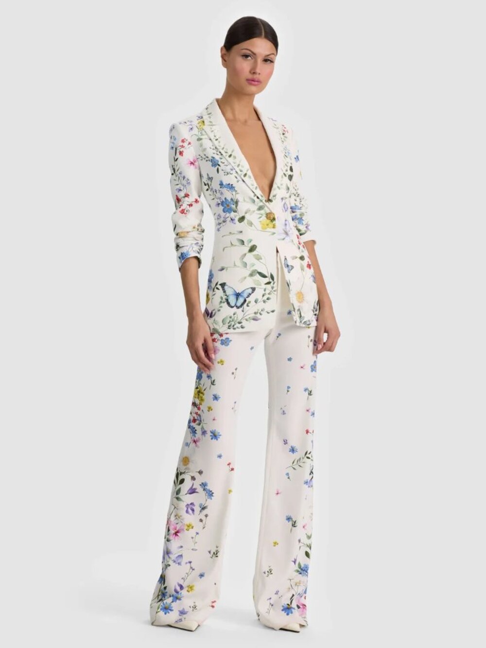 NEW!! $1,020 Alice + Olivia Alice TWISTING VINES Blazer & Pants Off White; SZ 10